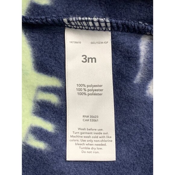 Carters Baby Boy Dinosaur Fleece Footed Pajamas With 2-Way Zipper Size 3M - Picture 9 of 9